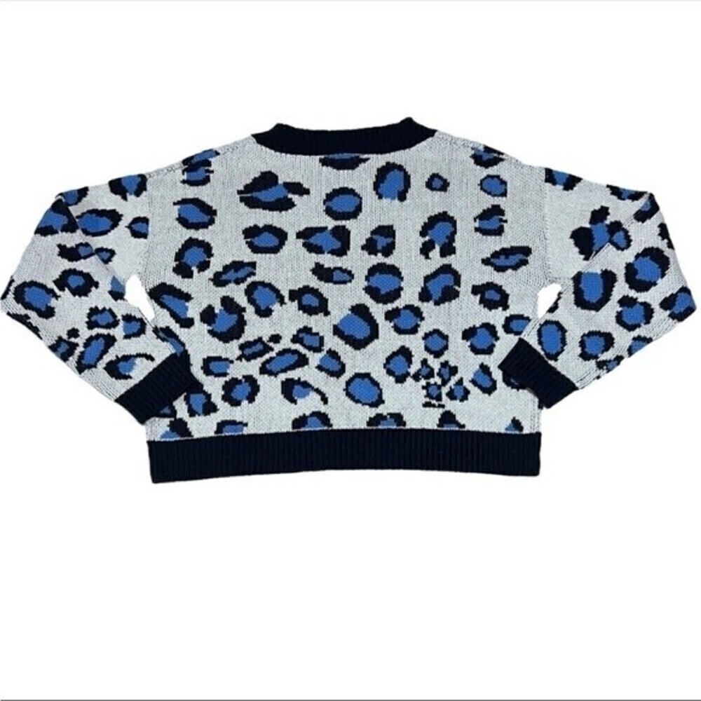 Nwt TREASURE & BOND kids' v-neck crop sweater in ivory dove pop leopard size XL - Picture 9 of 10